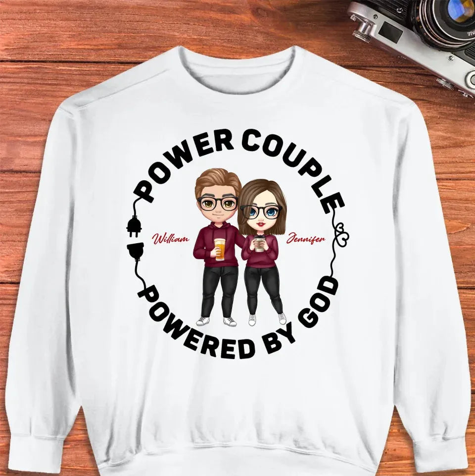 Power Couple. Powered By God - Personalized Gifts For Couples - Unisex Sweater