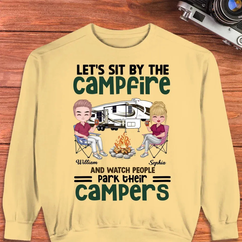 Let's Sit By The Campfire And Watch People Park Their Campers - Personalized Gifts For Couples - Unisex Sweater