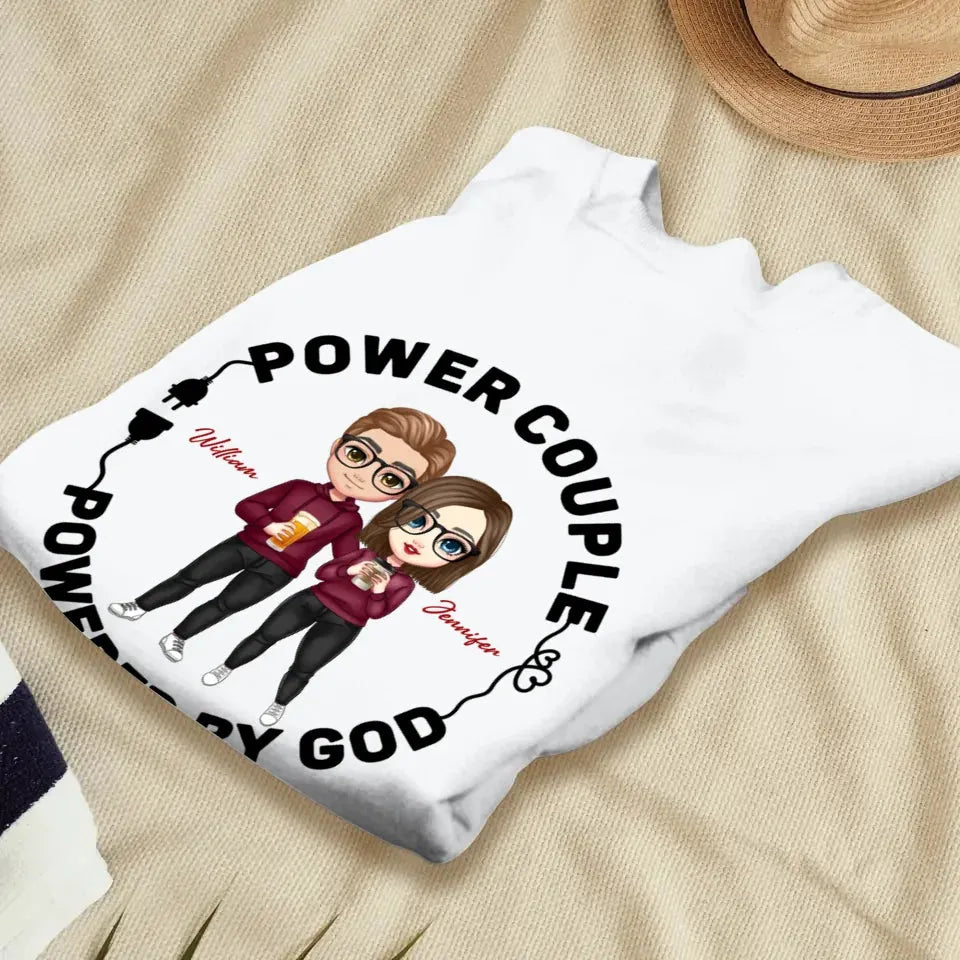 Power Couple. Powered By God - Personalized Gifts For Couples - Unisex Sweater