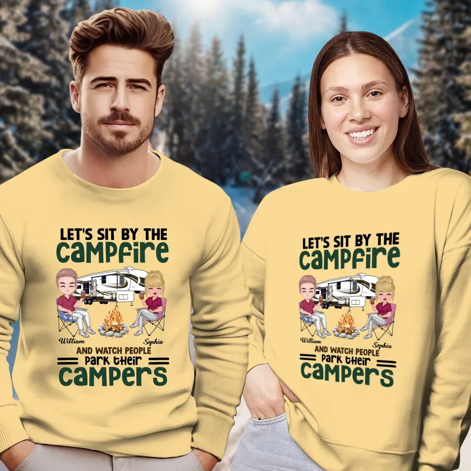 Let's Sit By The Campfire And Watch People Park Their Campers - Personalized Gifts For Couples - Unisex Sweater