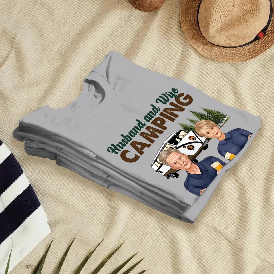 Husband And Wife, Camping Partners For Life - Personalized Gifts For Couples - Unisex T-Shirt