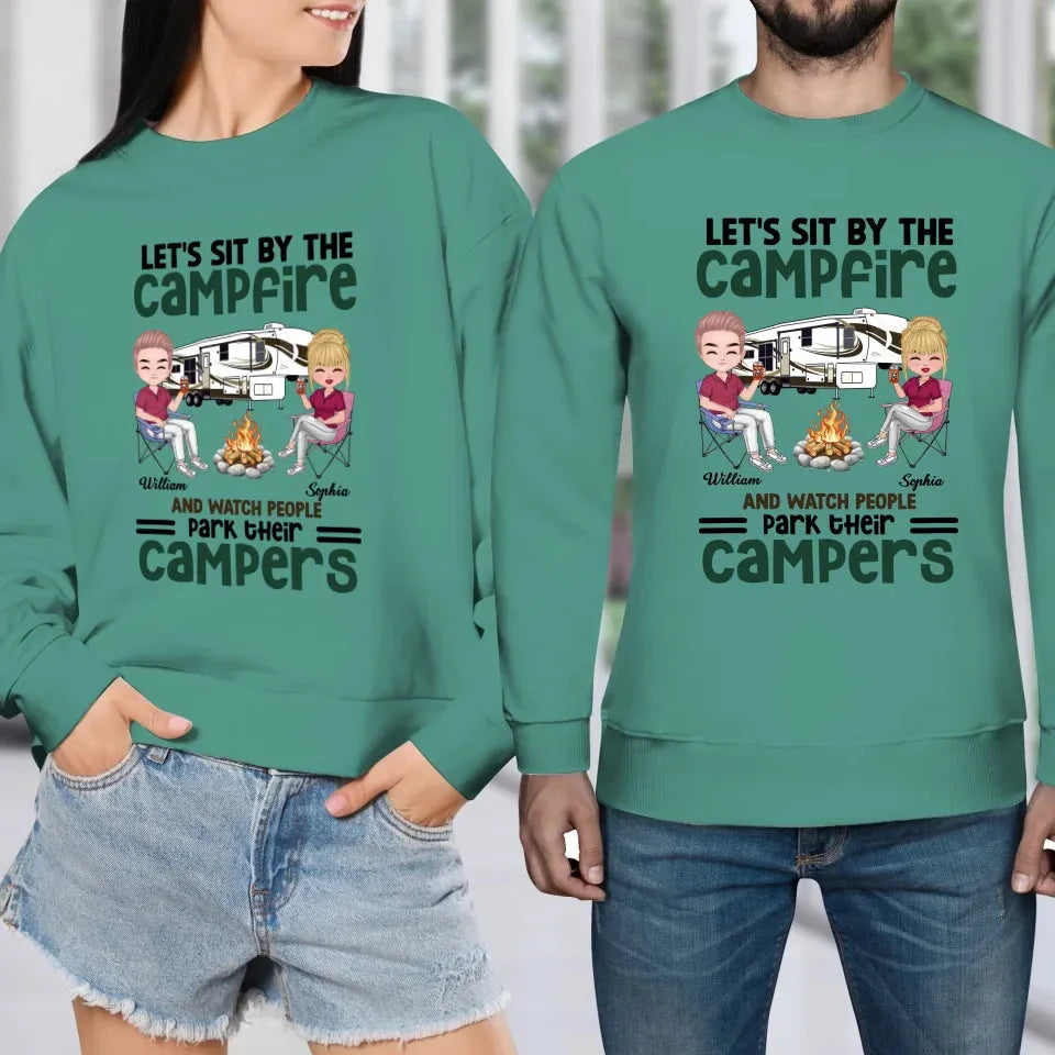 Let's Sit By The Campfire And Watch People Park Their Campers - Personalized Gifts For Couples - Unisex Sweater