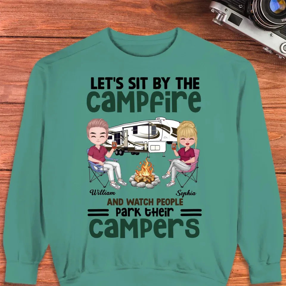 Let's Sit By The Campfire And Watch People Park Their Campers - Personalized Gifts For Couples - Unisex Sweater