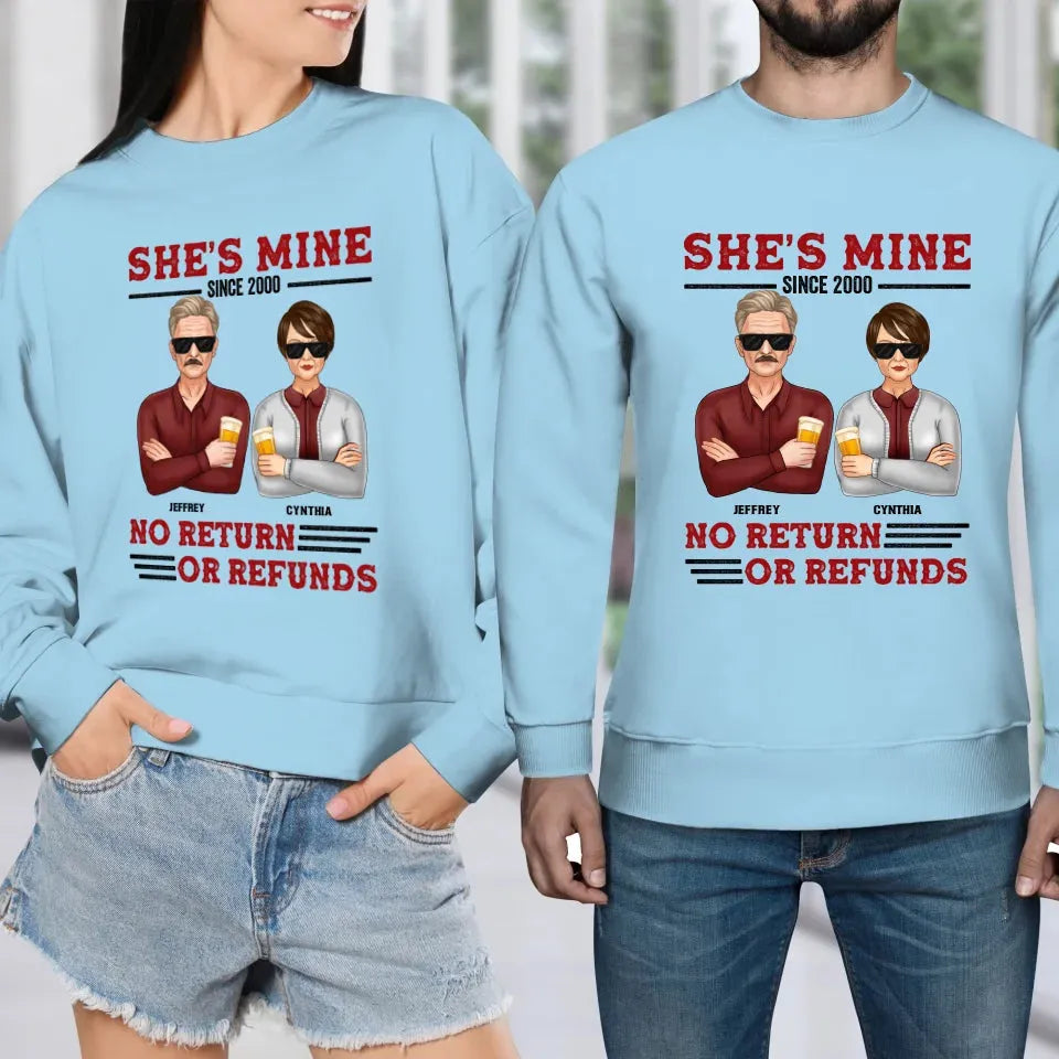 She's Mine. No Return Or Refunds - Personalized Gifts For Couples - Unisex Sweater