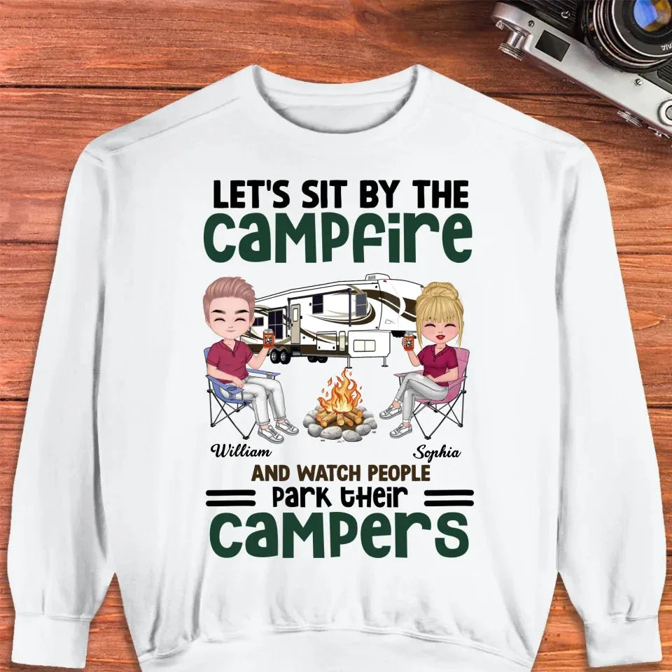 Let's Sit By The Campfire And Watch People Park Their Campers - Personalized Gifts For Couples - Unisex Sweater