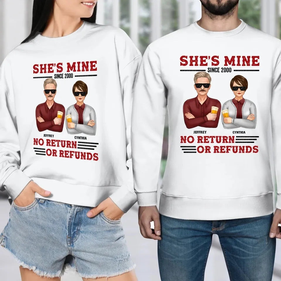 She's Mine. No Return Or Refunds - Personalized Gifts For Couples - Unisex Sweater