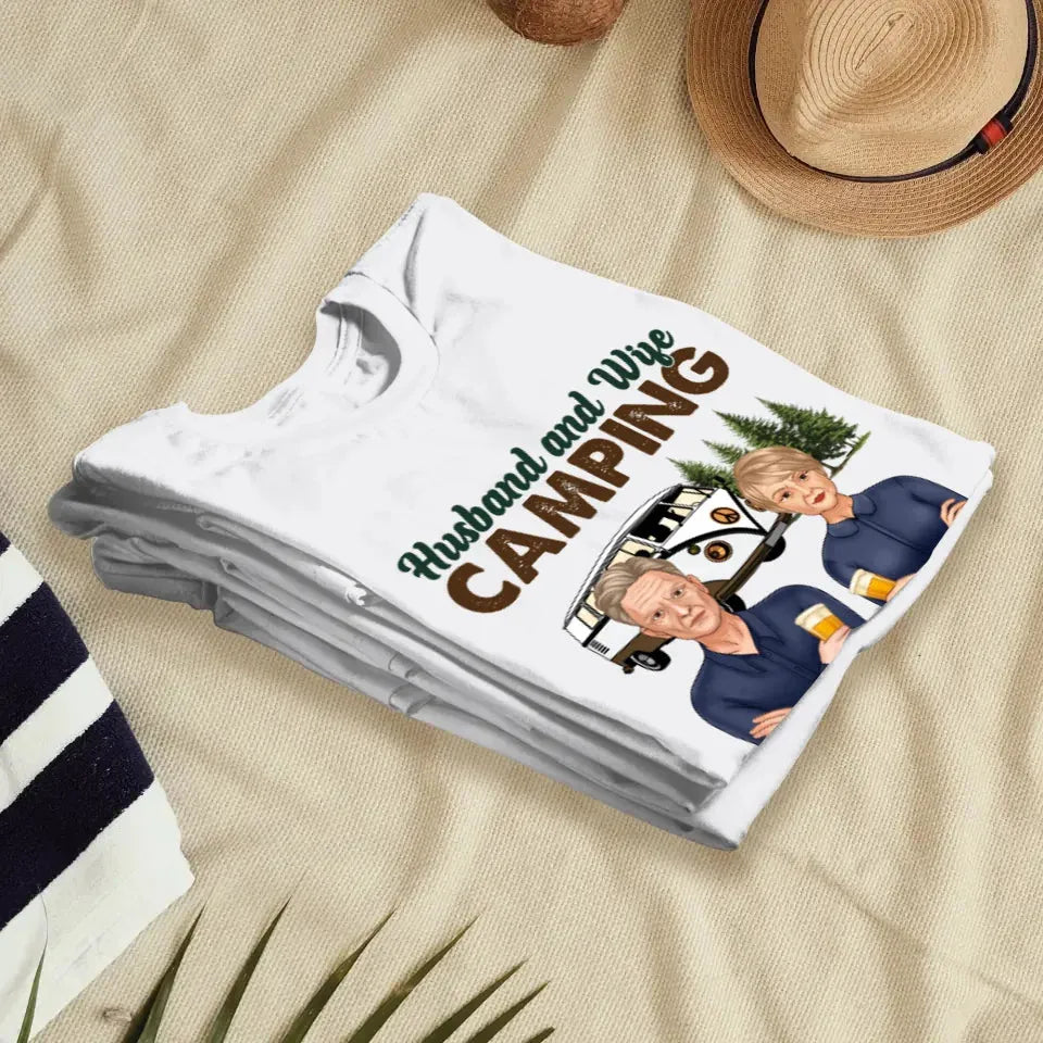 Husband And Wife, Camping Partners For Life - Personalized Gifts For Couples - Unisex T-Shirt