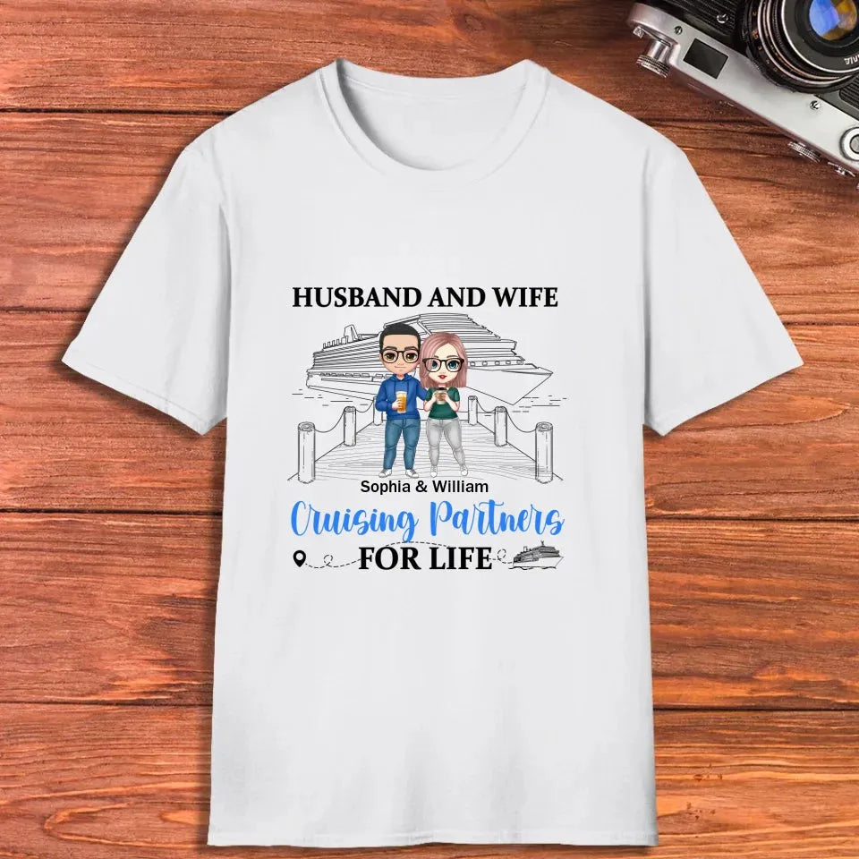 Husband And Wife Cruising Partners For Couple - Personalized Gifts For Couples - Unisex T-Shirt