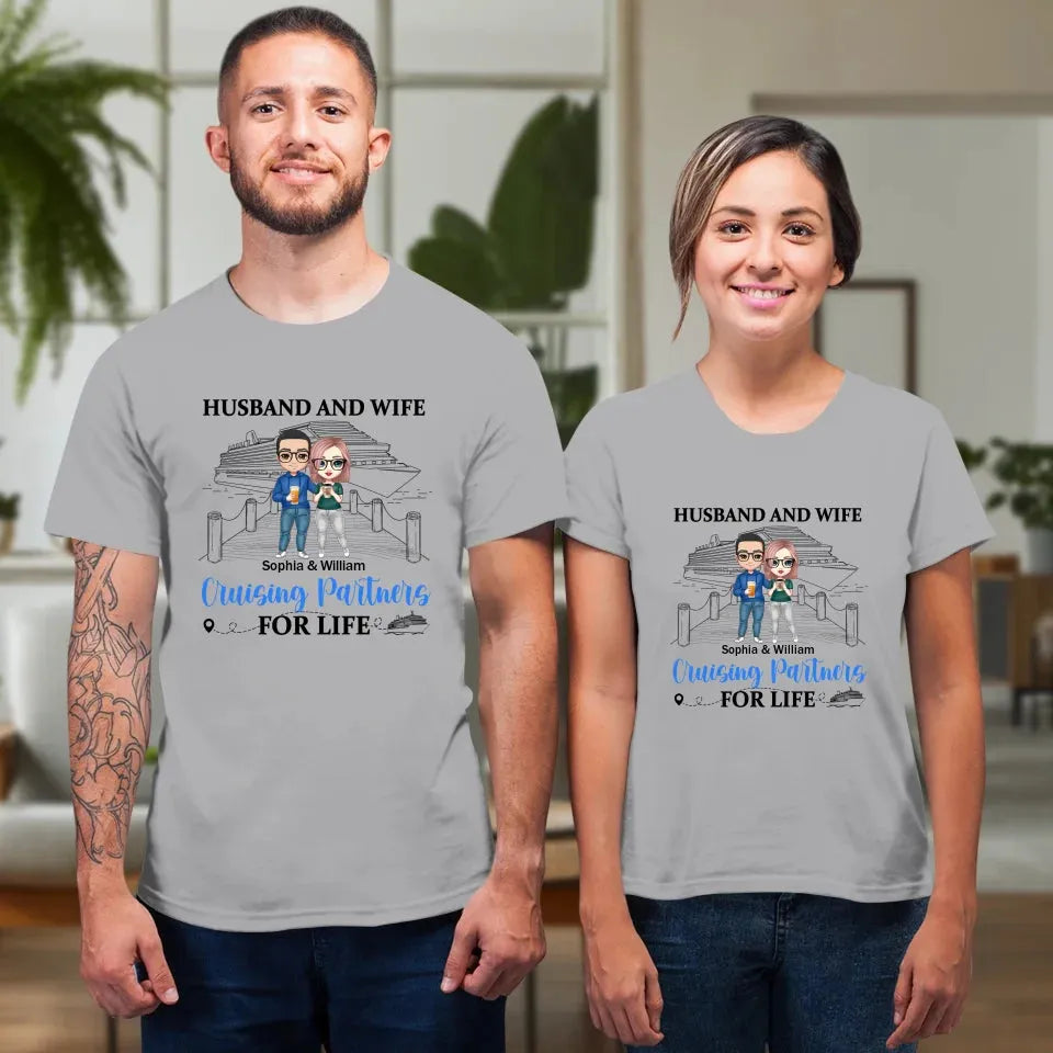 Husband And Wife Cruising Partners For Couple - Personalized Gifts For Couples - Unisex T-Shirt