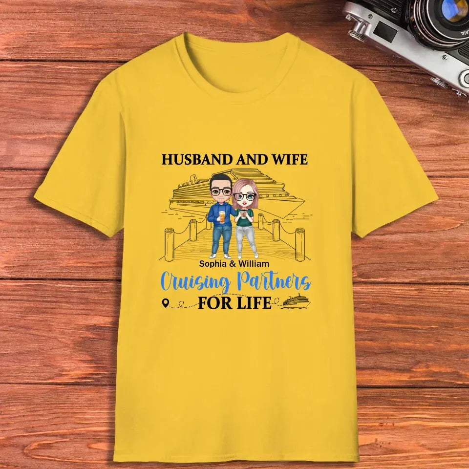 Husband And Wife Cruising Partners For Couple - Personalized Gifts For Couples - Unisex T-Shirt