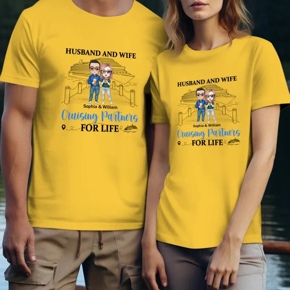 Husband And Wife Cruising Partners For Couple - Personalized Gifts For Couples - Unisex T-Shirt