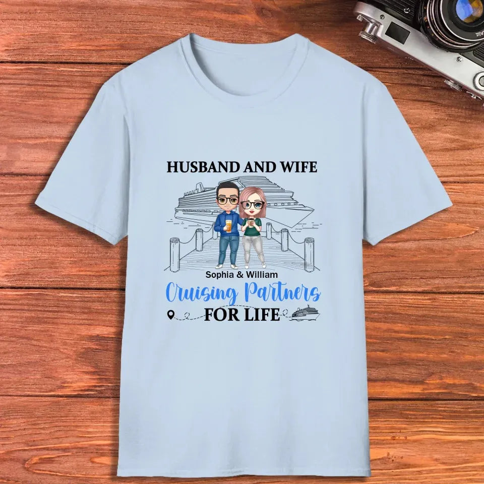 Husband And Wife Cruising Partners For Couple - Personalized Gifts For Couples - Unisex T-Shirt