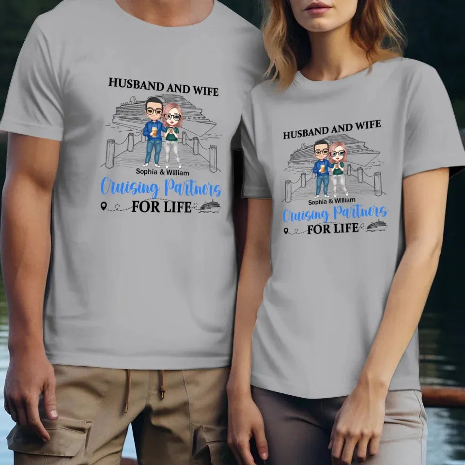 Husband And Wife Cruising Partners For Couple - Personalized Gifts For Couples - Unisex T-Shirt