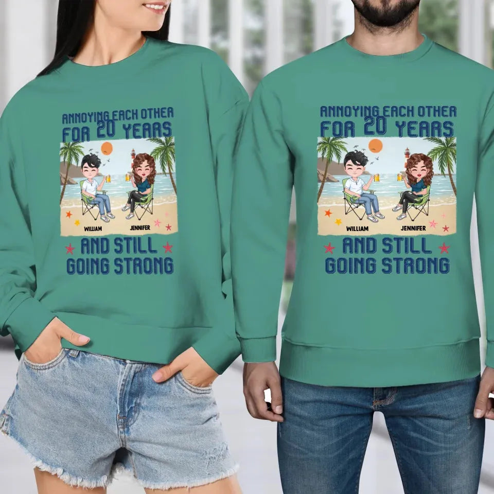 Annoying Each Other For Years With Beach Background - Personalized Gifts For Couples - Unisex Sweater