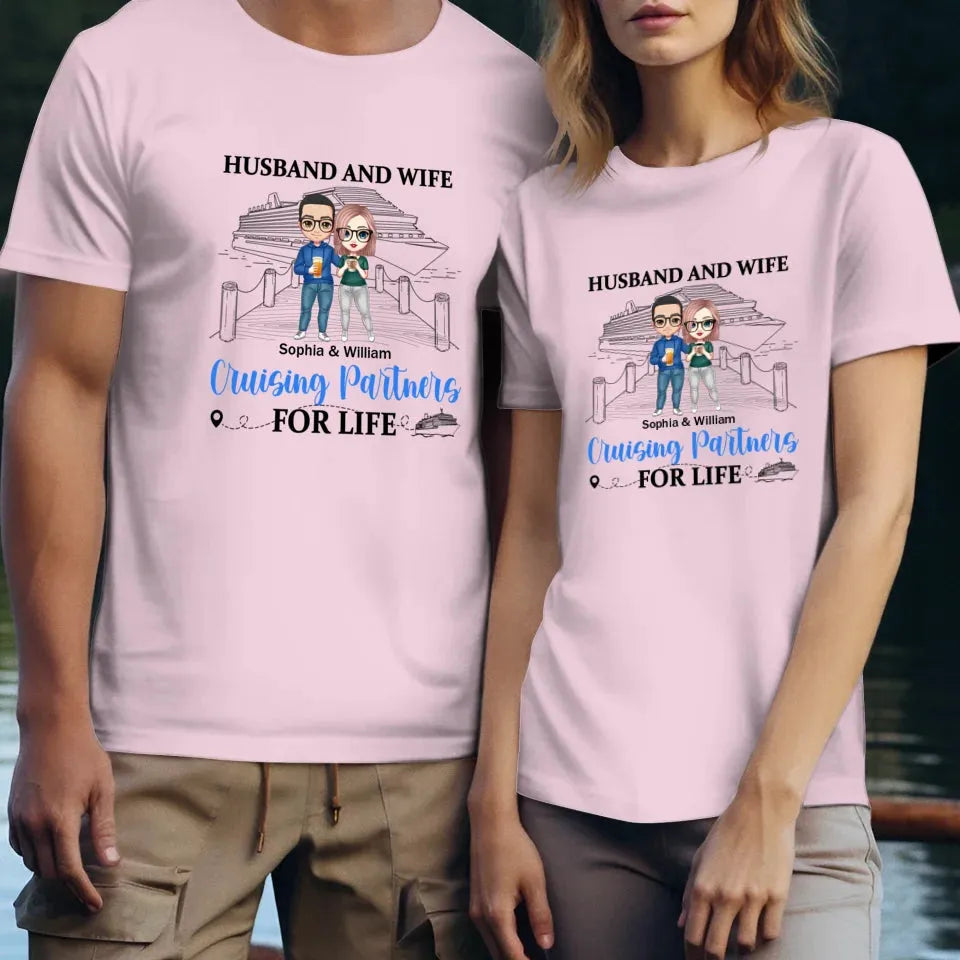 Husband And Wife Cruising Partners For Couple - Personalized Gifts For Couples - Unisex T-Shirt