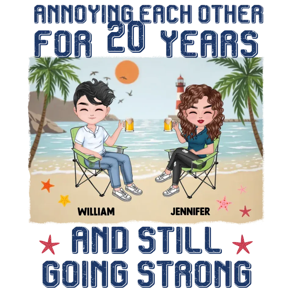 Annoying Each Other For Years With Beach Background - Personalized Gifts For Couples - Unisex Sweater