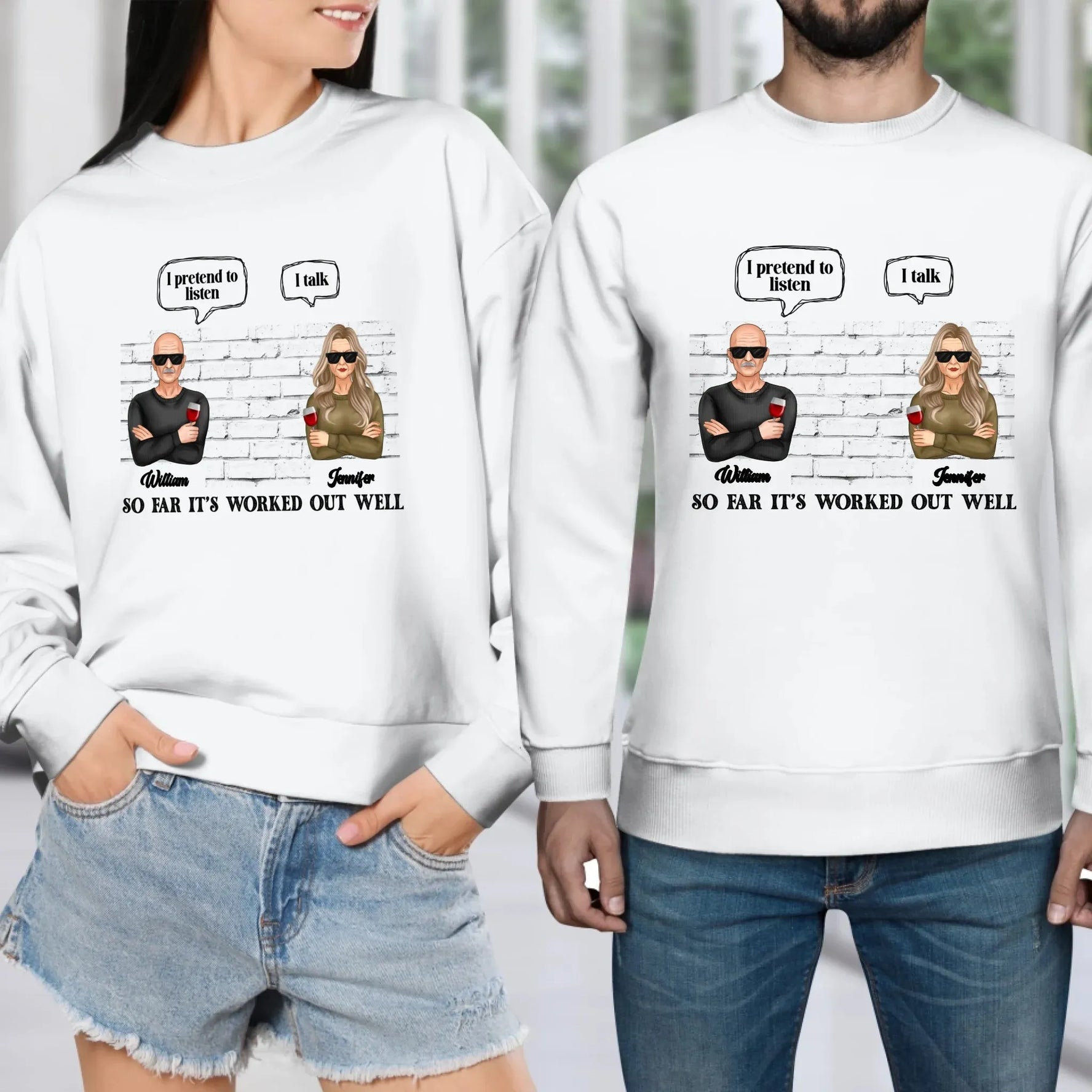 I Pretend To Listen So Far It's Worked Out Well - Personalized Gifts For Couples - Unisex Sweater