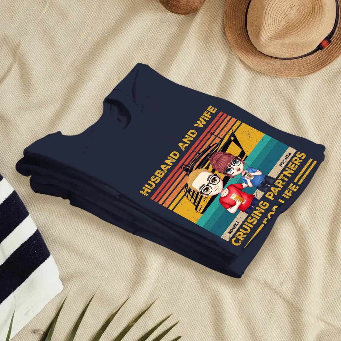 Husband And Wife Cruising Partners Vintage Vibe - Personalized Gifts For Couples - Unisex T-Shirt