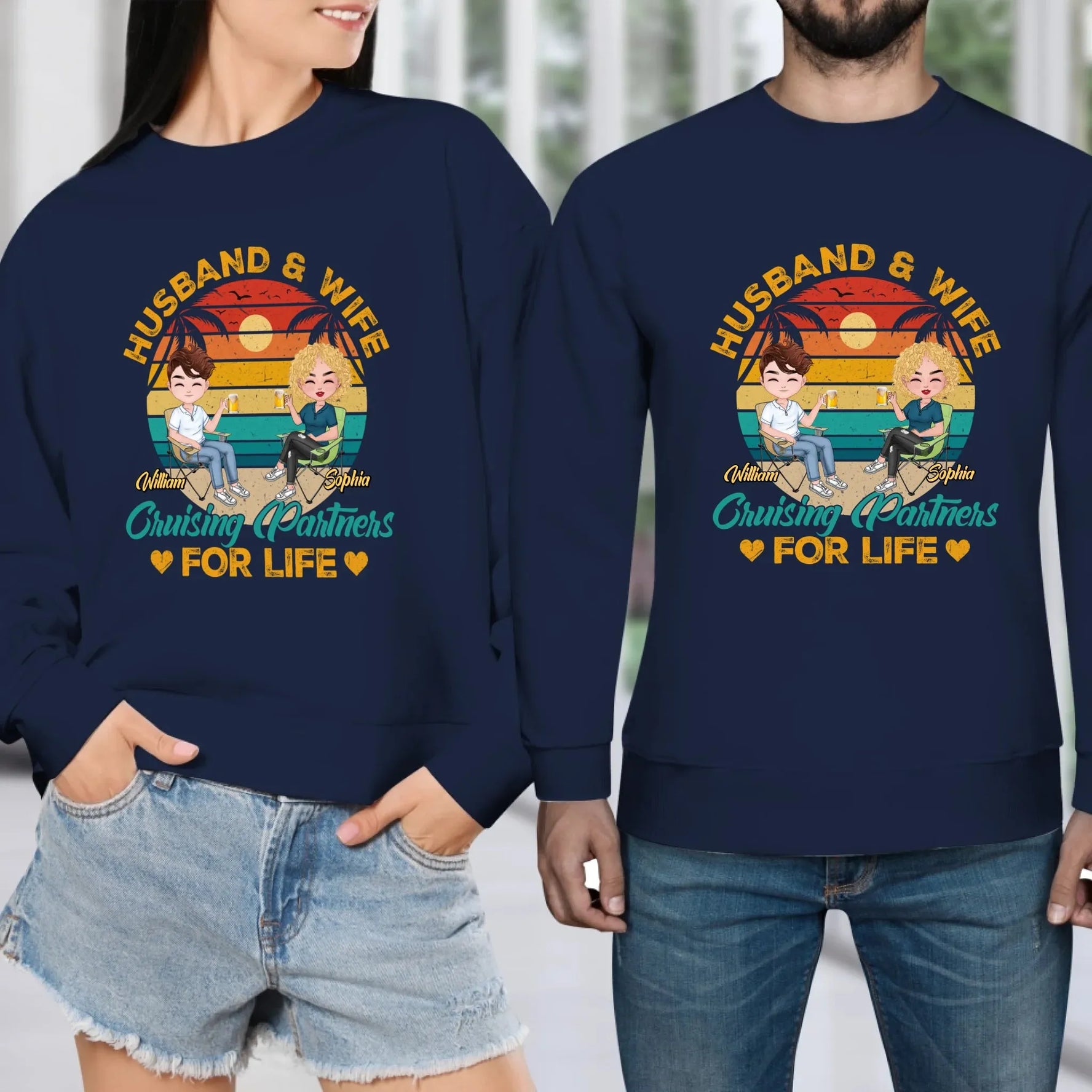 Camping Partners For Life Retro Design - Personalized Gifts For Couples - Unisex Sweater