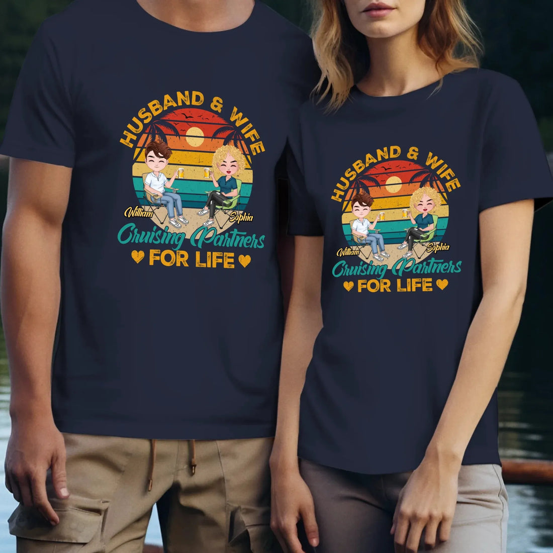 Camping Partners For Life Retro Design - Personalized Gifts For Couples - Unisex T-Shirt