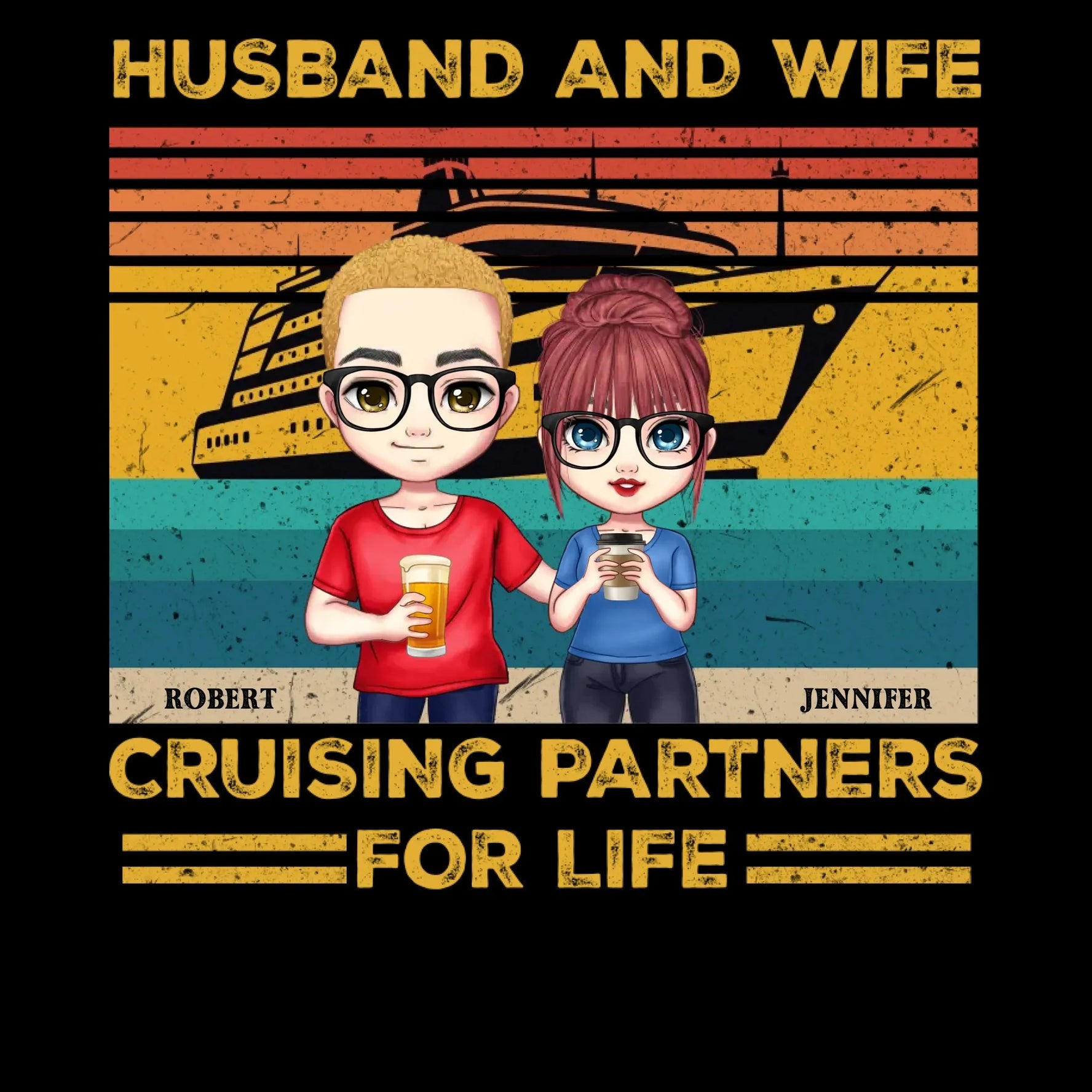 Husband And Wife Cruising Partners Vintage Vibe - Personalized Gifts For Couples - Unisex Sweater