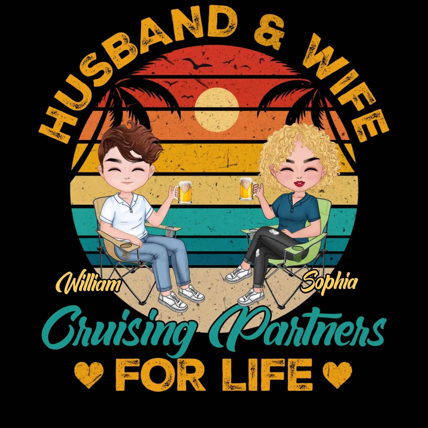 Camping Partners For Life Retro Design - Personalized Gifts For Couples - Unisex Sweater