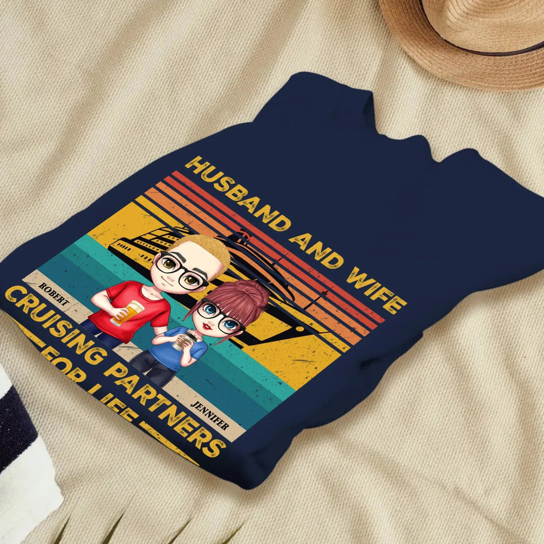 Husband And Wife Cruising Partners Vintage Vibe - Personalized Gifts For Couples - Unisex Sweater