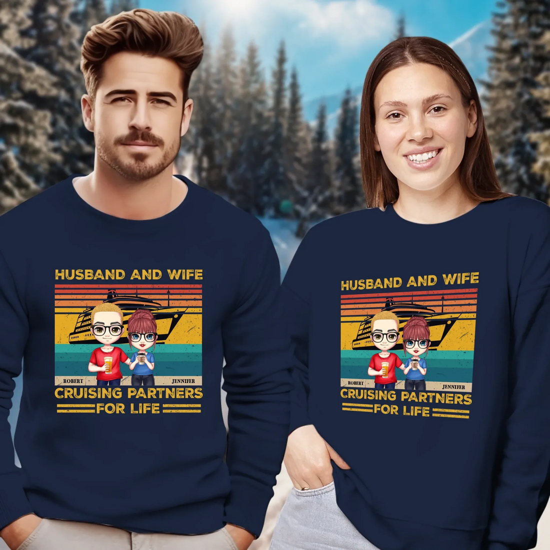 Husband And Wife Cruising Partners Vintage Vibe - Personalized Gifts For Couples - Unisex Sweater