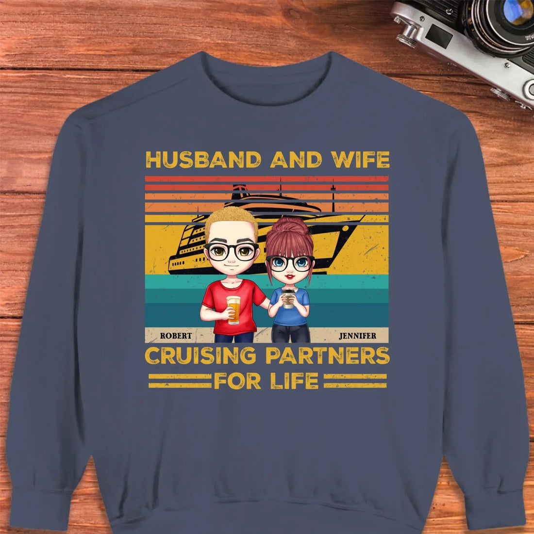 Husband And Wife Cruising Partners Vintage Vibe - Personalized Gifts For Couples - Unisex Sweater