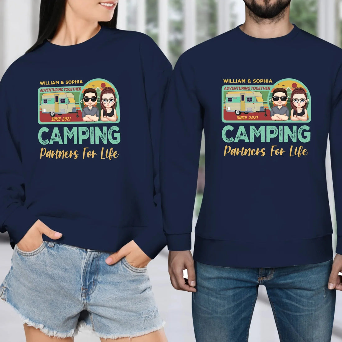 Husband And Wife Cruising Partners For Life Retro - Personalized Gifts For Couples - Unisex Sweater