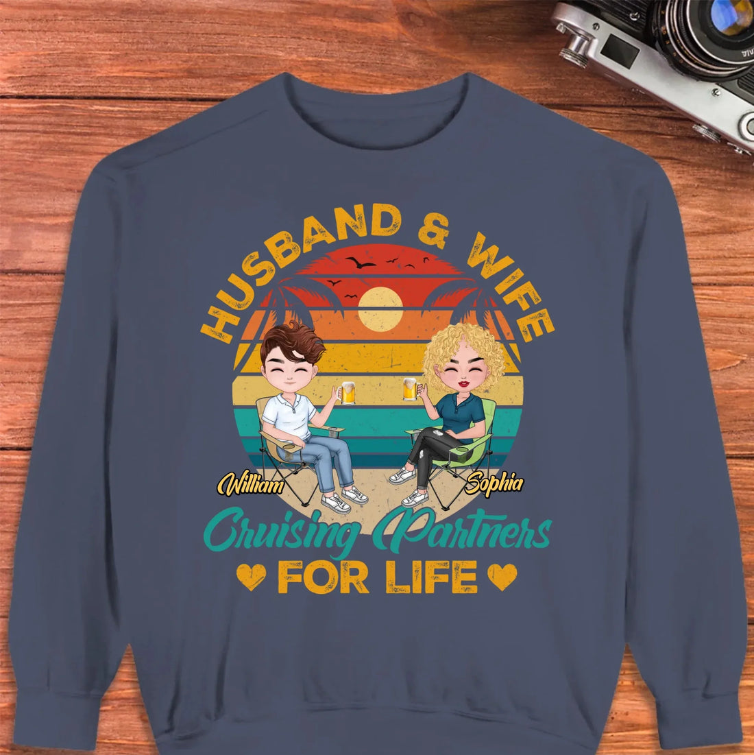 Camping Partners For Life Retro Design - Personalized Gifts For Couples - Unisex Sweater