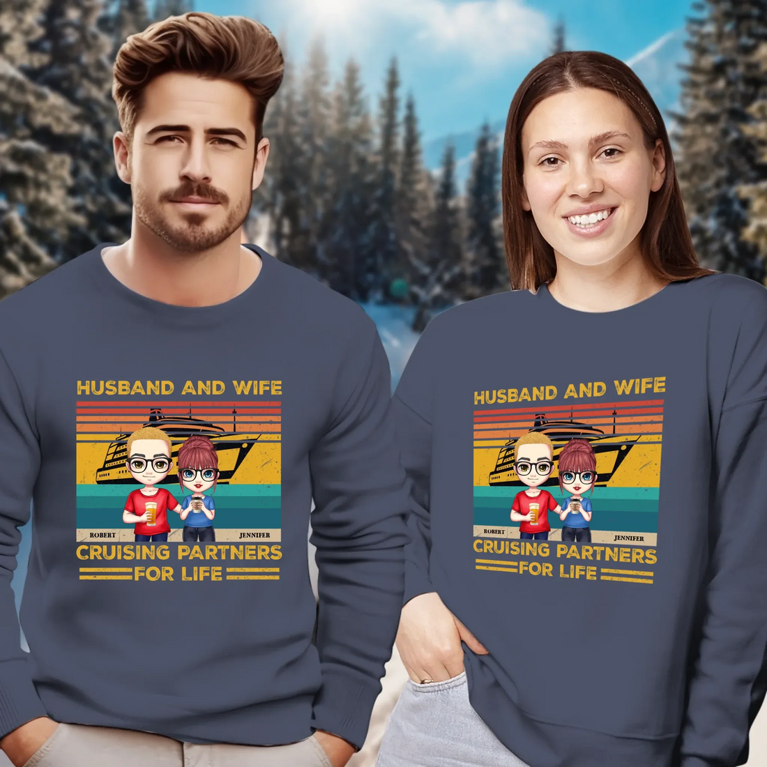 Husband And Wife Cruising Partners Vintage Vibe - Personalized Gifts For Couples - Unisex Sweater