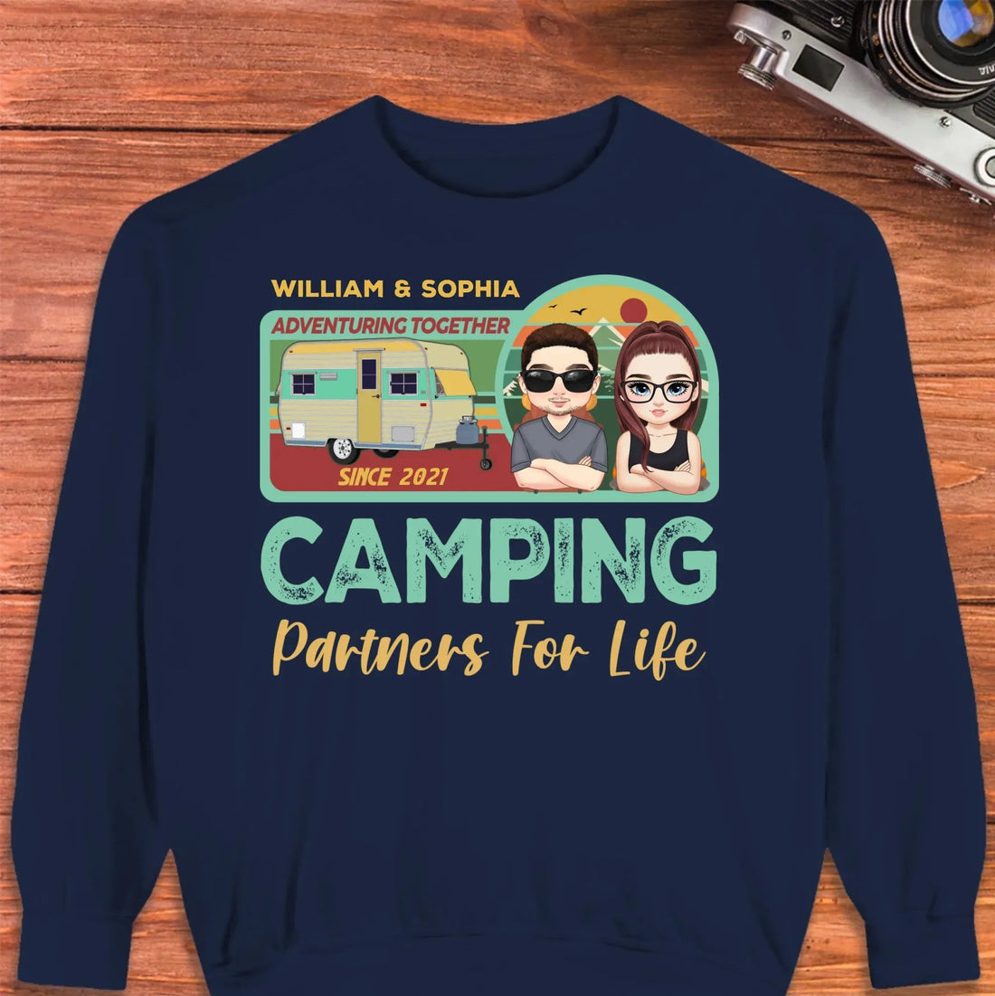 Husband And Wife Cruising Partners For Life Retro - Personalized Gifts For Couples - Unisex Sweater