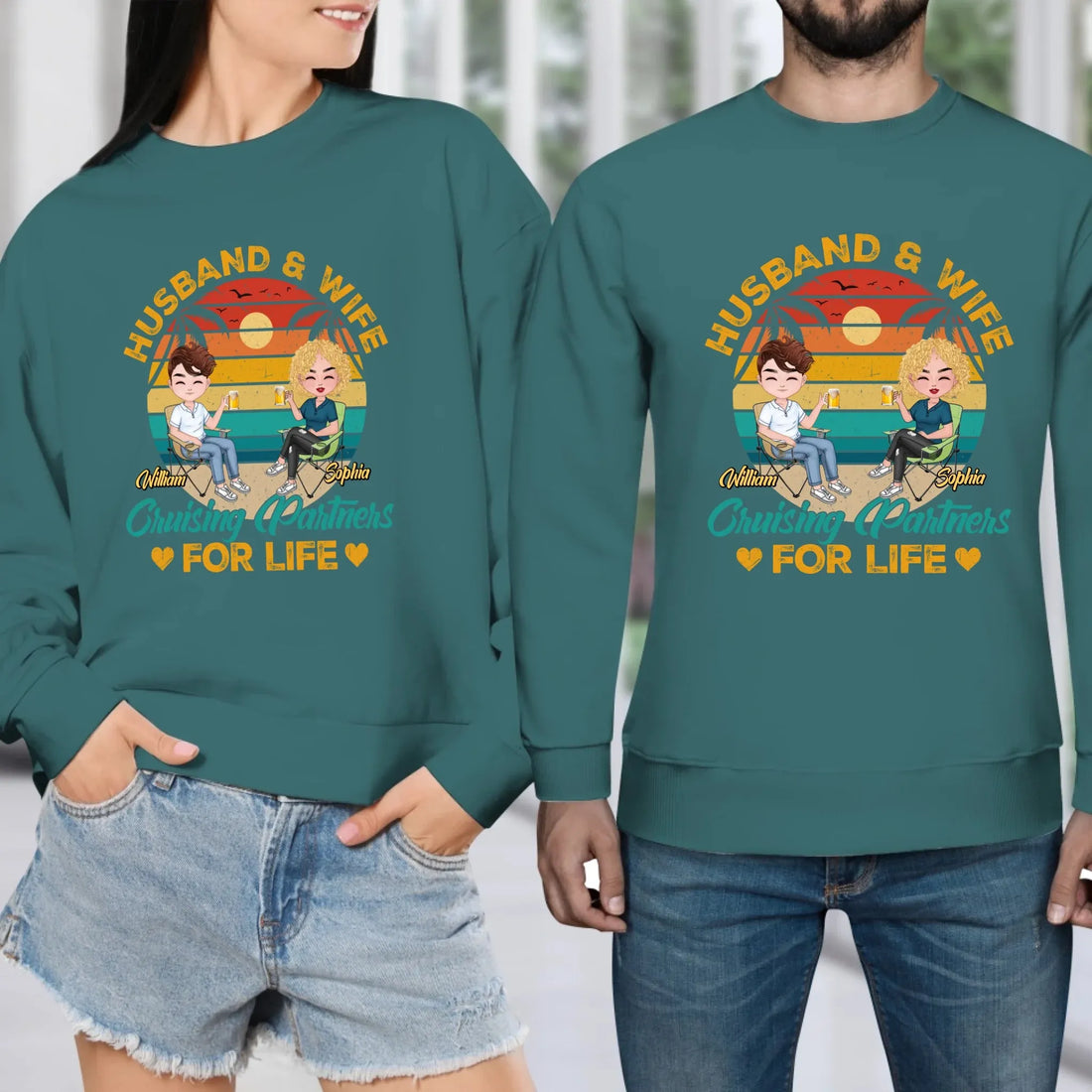 Camping Partners For Life Retro Design - Personalized Gifts For Couples - Unisex Sweater