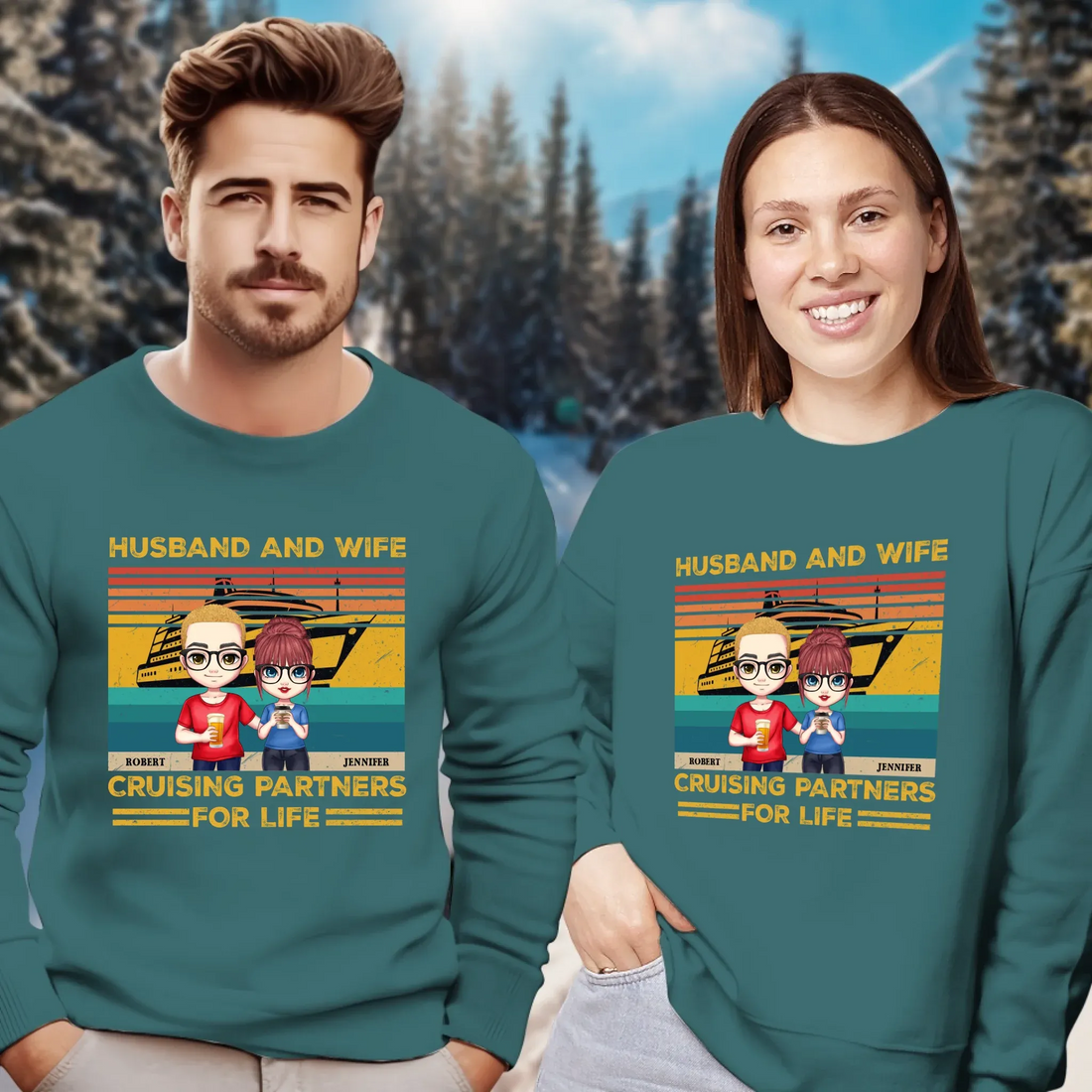 Husband And Wife Cruising Partners Vintage Vibe - Personalized Gifts For Couples - Unisex Sweater