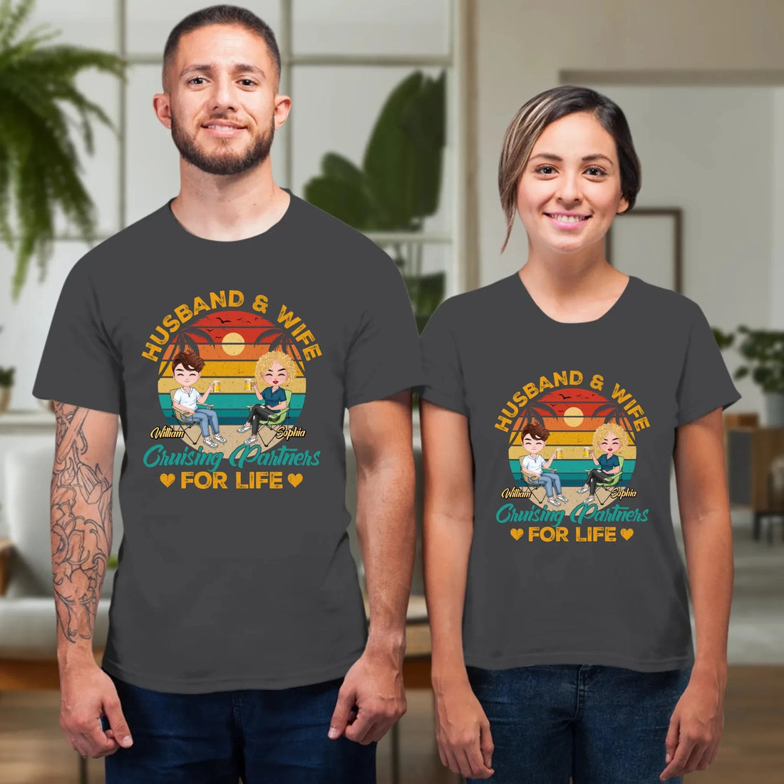 Camping Partners For Life Retro Design - Personalized Gifts For Couples - Unisex T-Shirt