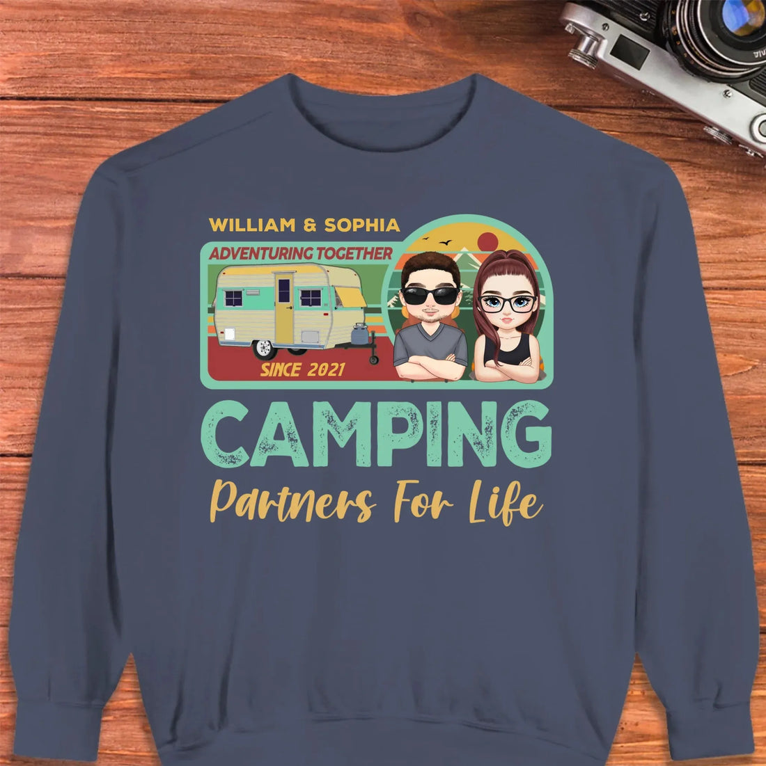 Husband And Wife Cruising Partners For Life Retro - Personalized Gifts For Couples - Unisex Sweater