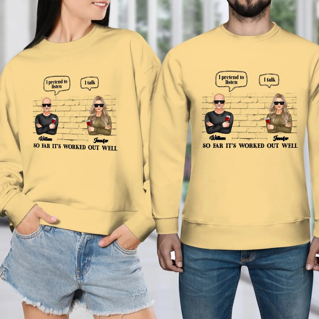 I Pretend To Listen So Far It's Worked Out Well - Personalized Gifts For Couples - Unisex Sweater