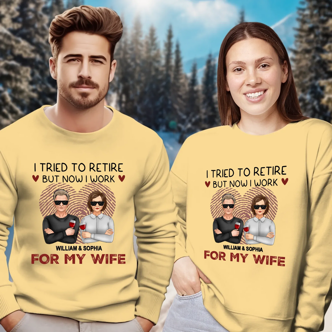 I Tried To Retire But Now I Work For My Wife - Personalized Gifts For Couples - Unisex Sweater