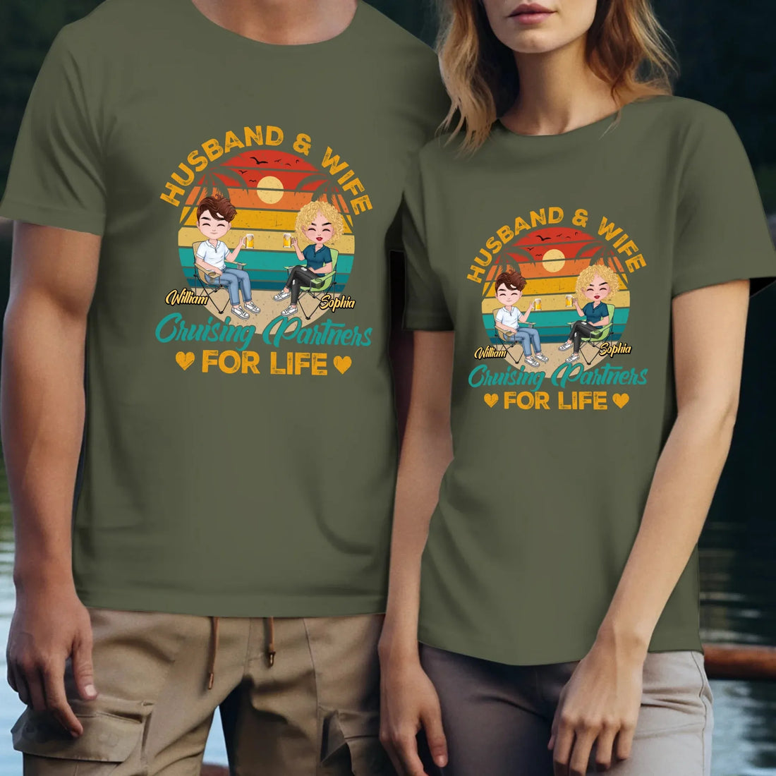 Camping Partners For Life Retro Design - Personalized Gifts For Couples - Unisex T-Shirt