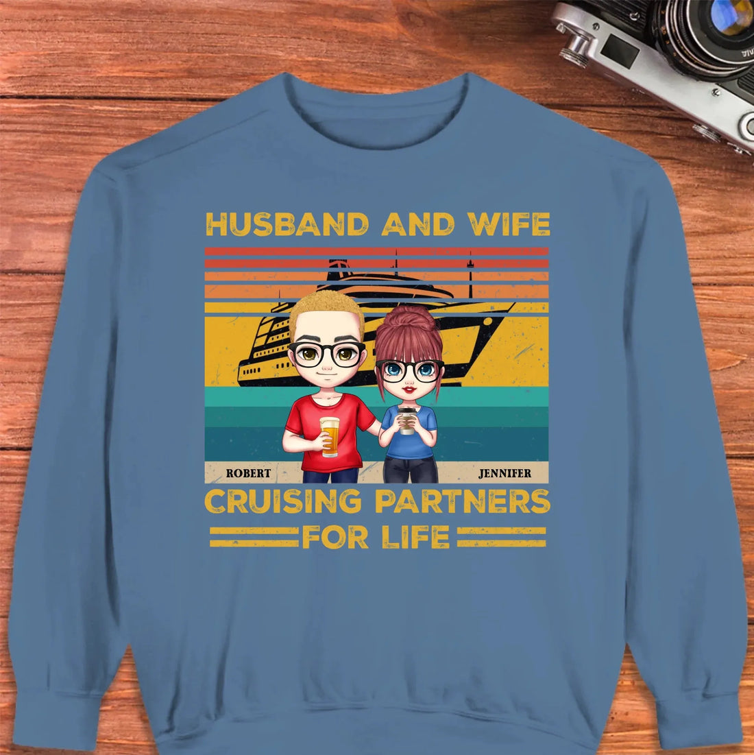 Husband And Wife Cruising Partners Vintage Vibe - Personalized Gifts For Couples - Unisex Sweater