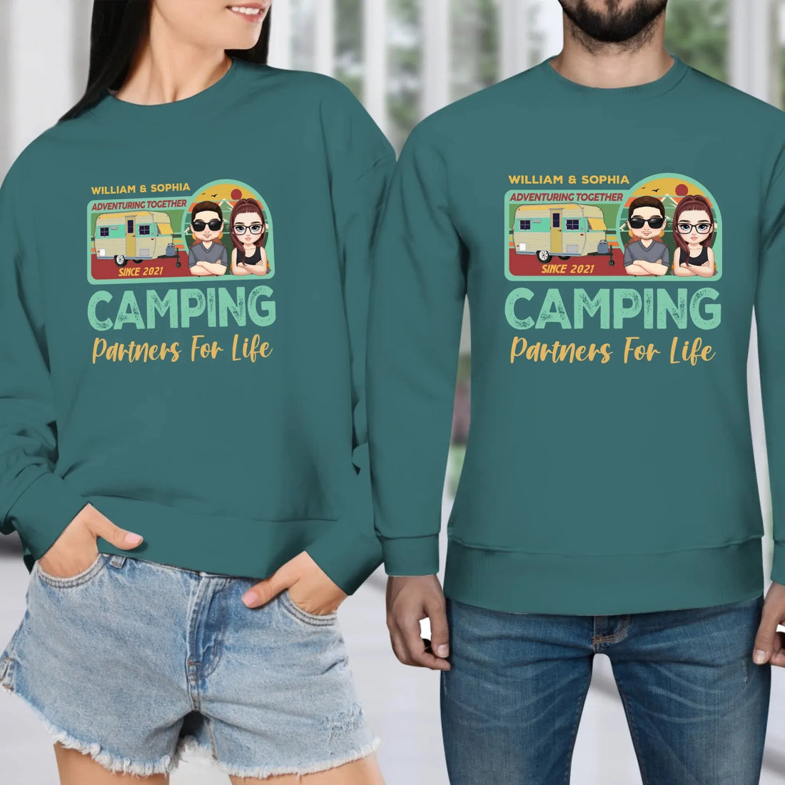 Husband And Wife Cruising Partners For Life Retro - Personalized Gifts For Couples - Unisex Sweater