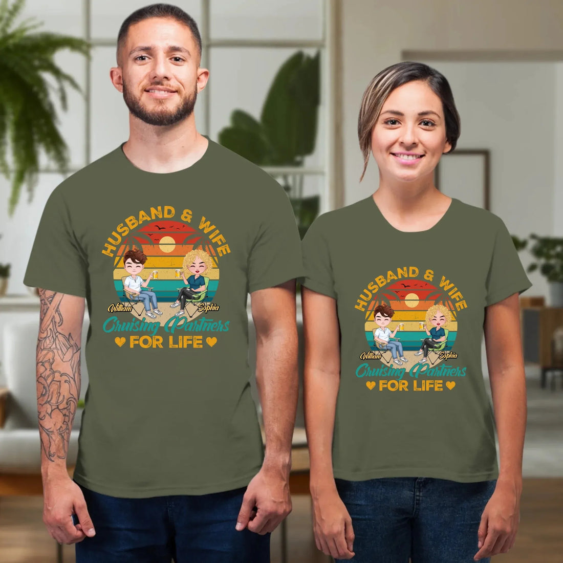 Camping Partners For Life Retro Design - Personalized Gifts For Couples - Unisex T-Shirt