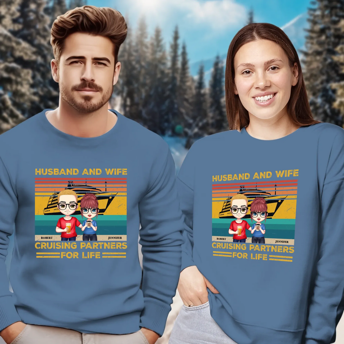 Husband And Wife Cruising Partners Vintage Vibe - Personalized Gifts For Couples - Unisex Sweater