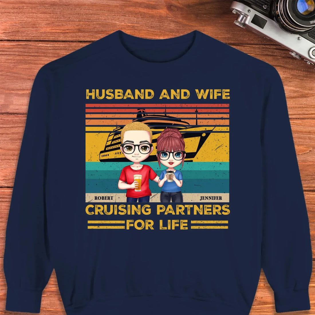 Husband And Wife Cruising Partners Vintage Vibe - Personalized Gifts For Couples - Unisex Sweater