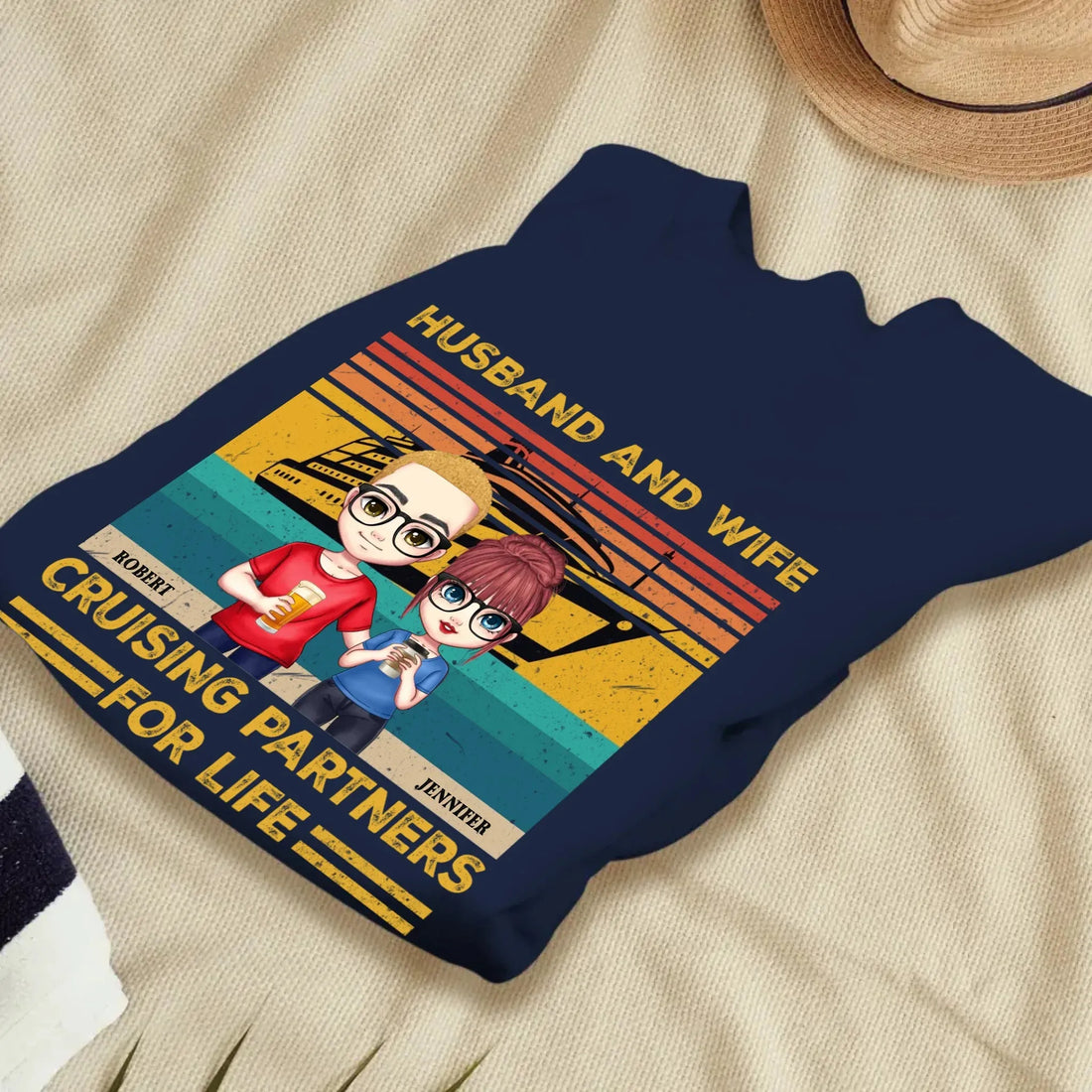 Husband And Wife Cruising Partners Vintage Vibe - Personalized Gifts For Couples - Unisex Sweater