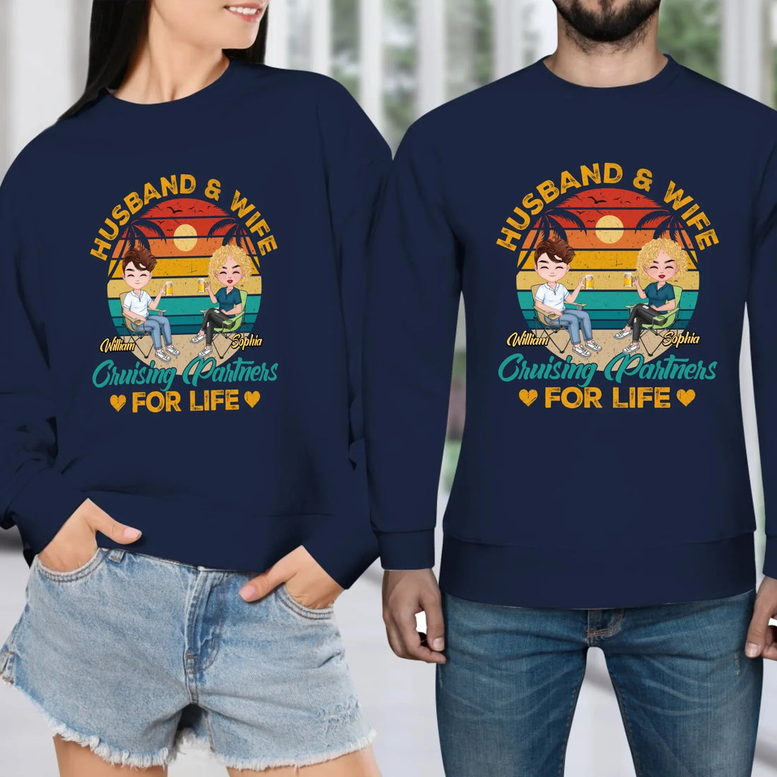 Camping Partners For Life Retro Design - Personalized Gifts For Couples - Unisex Sweater