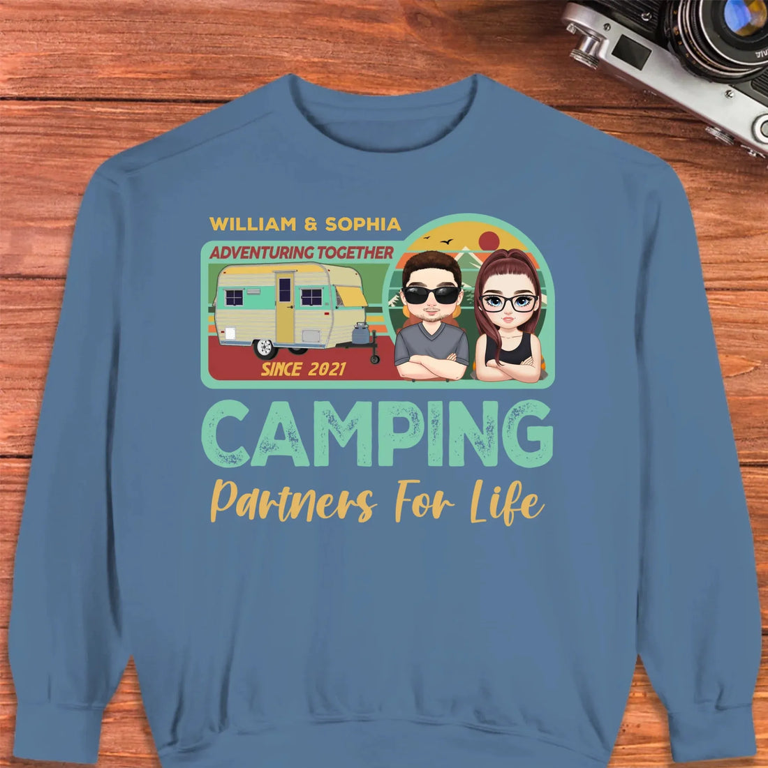 Husband And Wife Cruising Partners For Life Retro - Personalized Gifts For Couples - Unisex Sweater