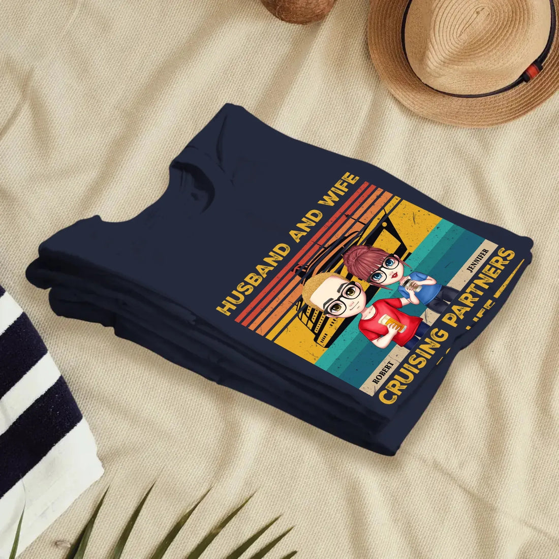 Husband And Wife Cruising Partners Vintage Vibe - Personalized Gifts For Couples - Unisex T-Shirt