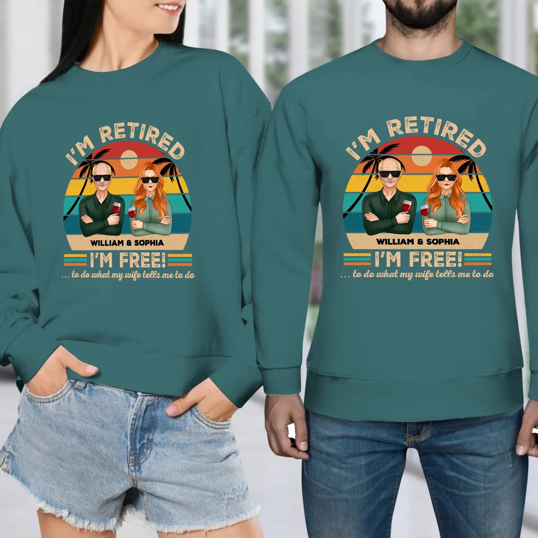 I'm Retired I'm Free To Do What My Wife Tells - Personalized Gifts For Couples - Unisex Sweater